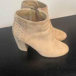 JustFab Tan Studded Ankle Booties